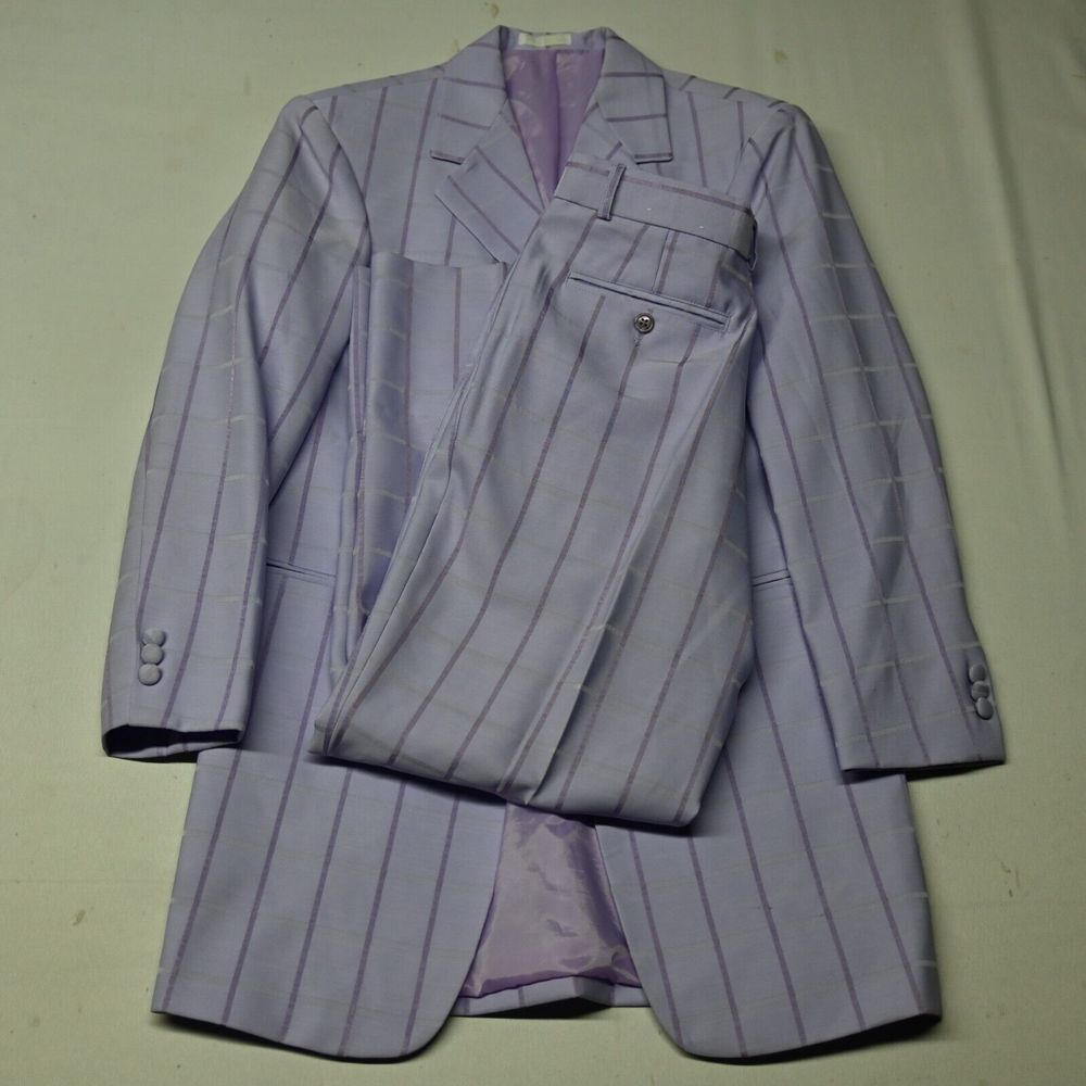 Falcone Boys 16R Lavender Purple‎ Windowpane Jacket Pants Suit